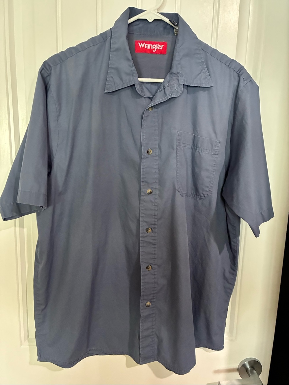 Wrangler Men’s Short-Sleeve Button-Up Shirt — Slate Blue
